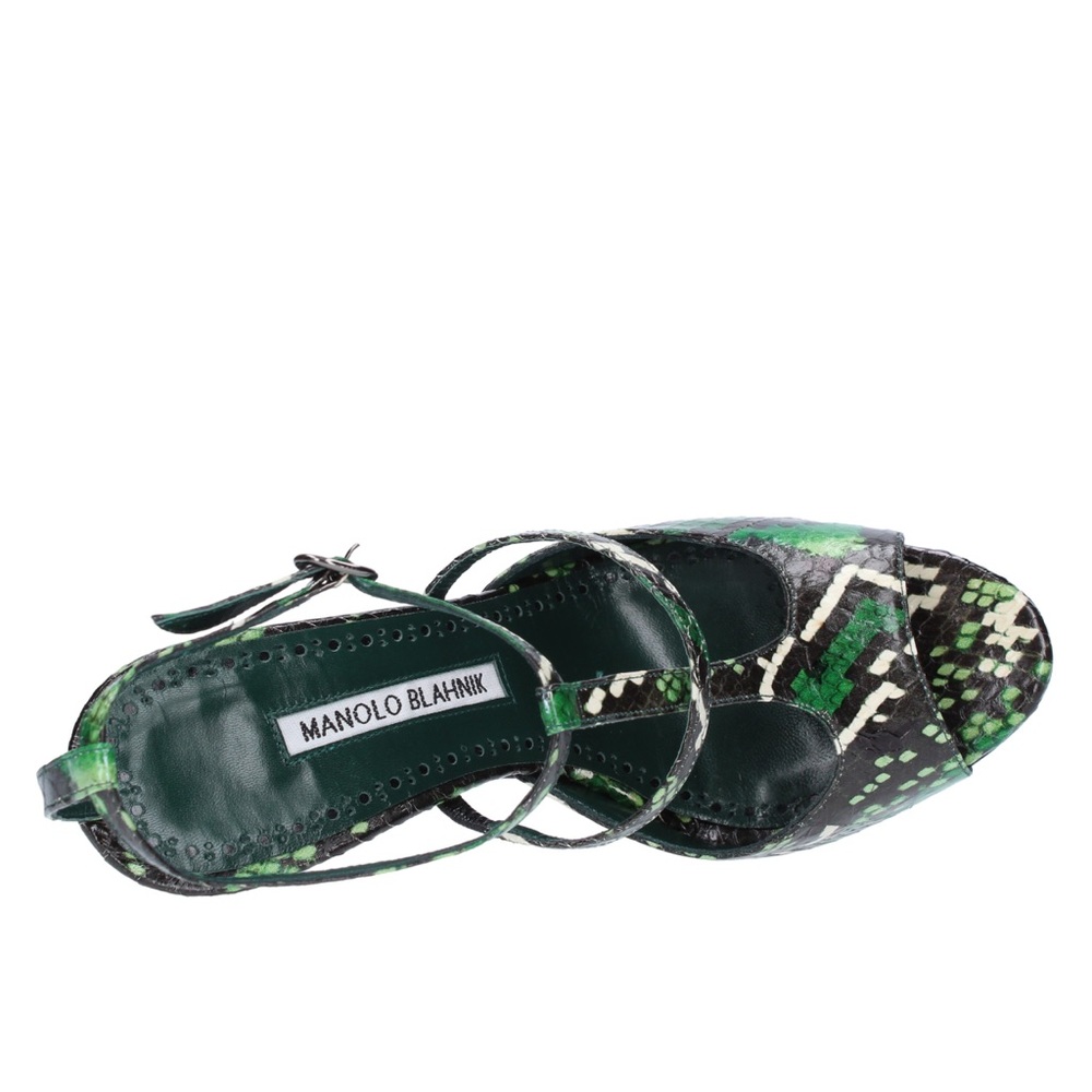 Manolo Blahnik Green python leather Sandals - Picture 11 of 16